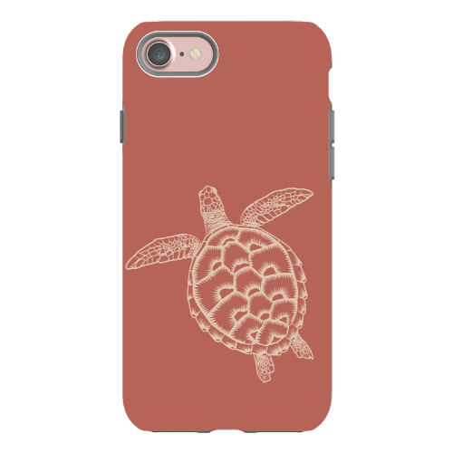 iPhone Tough Case - Turtle Outline Rusty Coral