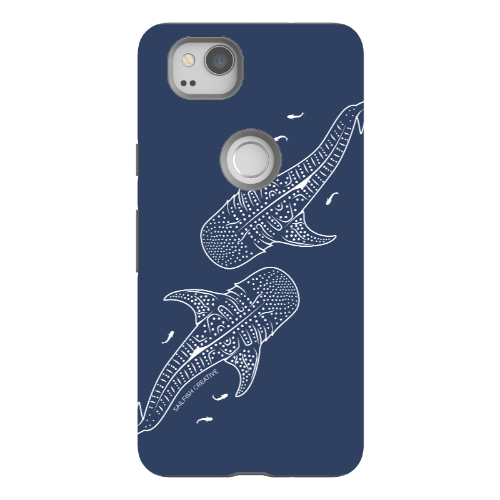 Google Pixel Tough Phone Case - Whale Sharks Outline Navy - Sailfish Creative