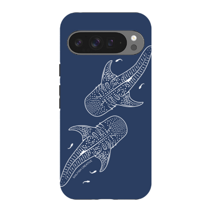 Google Pixel Tough Phone Case - Whale Sharks Outline Navy - Sailfish Creative