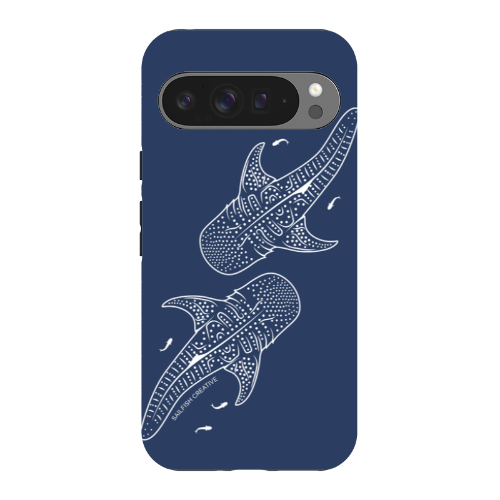 Google Pixel Tough Phone Case - Whale Sharks Outline Navy - Sailfish Creative