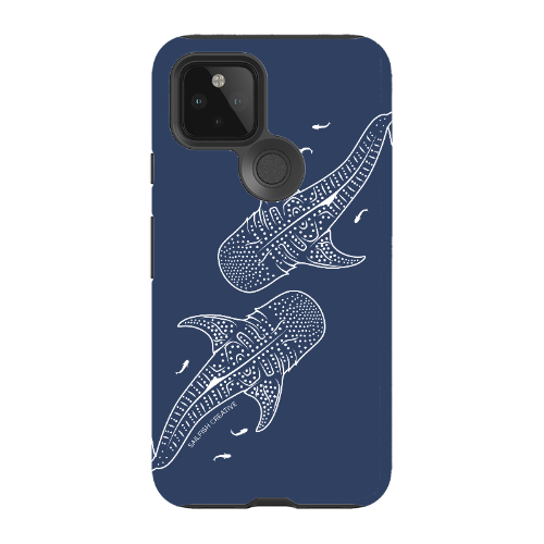 Google Pixel Tough Phone Case - Whale Sharks Outline Navy - Sailfish Creative
