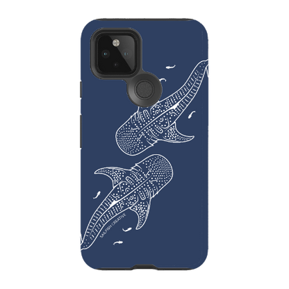 Google Pixel Tough Phone Case - Whale Sharks Outline Navy - Sailfish Creative