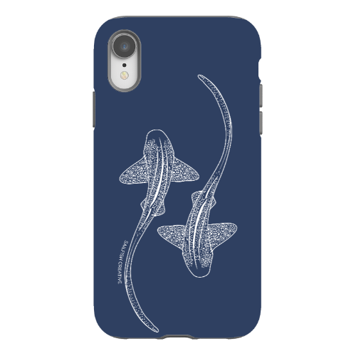 iPhone Tough Phone Case - Leopard Sharks Outline Navy - Sailfish Creative