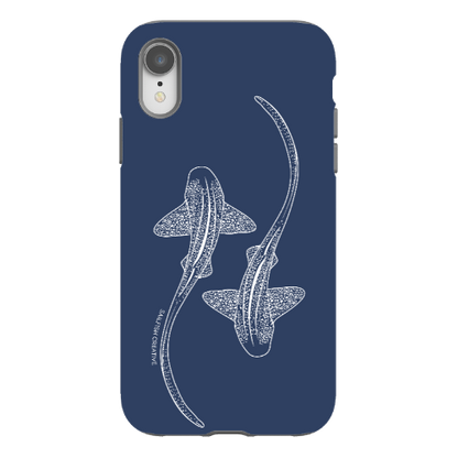 iPhone Tough Phone Case - Leopard Sharks Outline Navy - Sailfish Creative