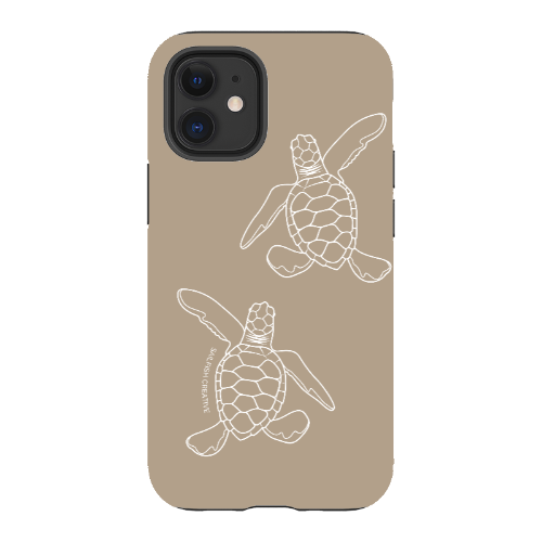 iPhone Tough Phone Case - Turtle Hatchlings Outline Natural - Sailfish Creative