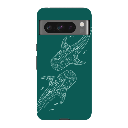 Google Pixel Tough Phone Case - Whale Sharks Outline Emerald