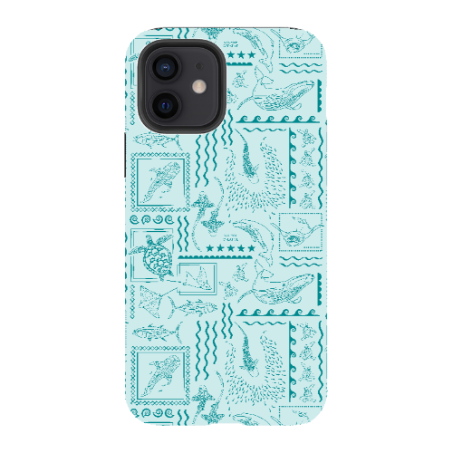 iPhone Tough Phone Case - Busy Print Teal