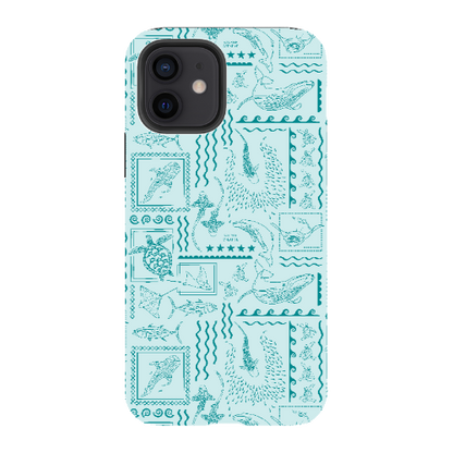 iPhone Tough Phone Case - Busy Print Teal