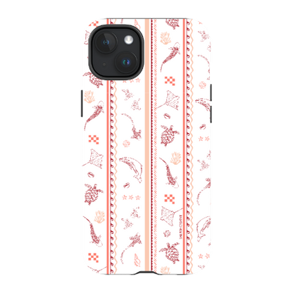 iPhone MagSafe Tough Phone Case - Candy Stripes Coral