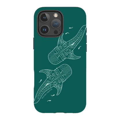 iPhone Tough Case - Whale Sharks Outline Emerald