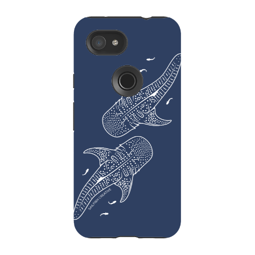 Google Pixel Tough Phone Case - Whale Sharks Outline Navy - Sailfish Creative
