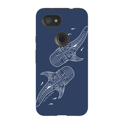Google Pixel Tough Phone Case - Whale Sharks Outline Navy - Sailfish Creative