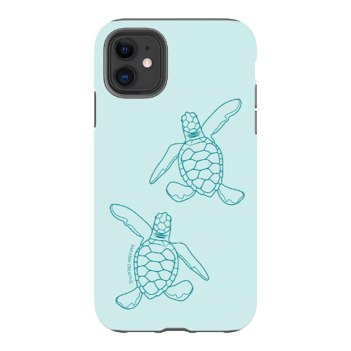 iPhone Tough Phone Case - Turtle Hatchlings Outline Teal - Sailfish Creative