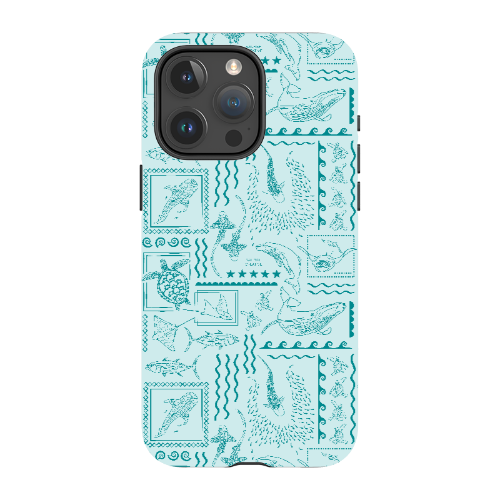 iPhone MagSafe Tough Phone Case - Busy Print Teal