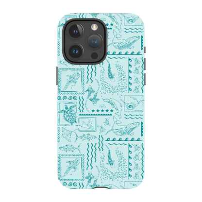iPhone MagSafe Tough Phone Case - Busy Print Teal