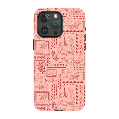 iPhone Tough Phone Case - Busy Print Coral