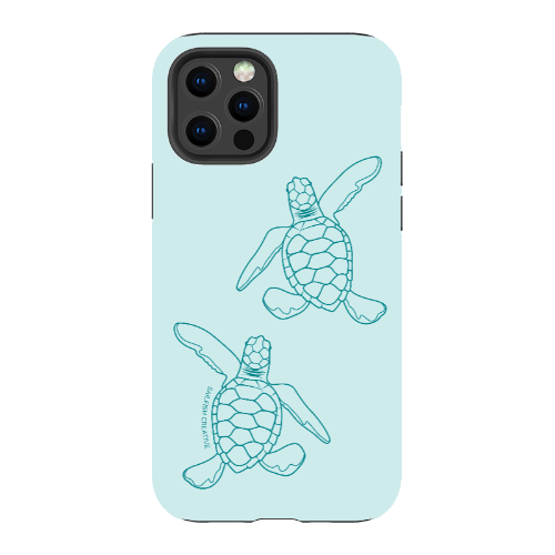 iPhone Tough Phone Case - Turtle Hatchlings Outline Teal - Sailfish Creative