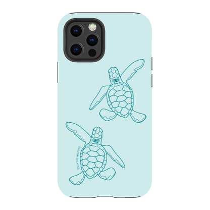 iPhone Tough Phone Case - Turtle Hatchlings Outline Teal - Sailfish Creative