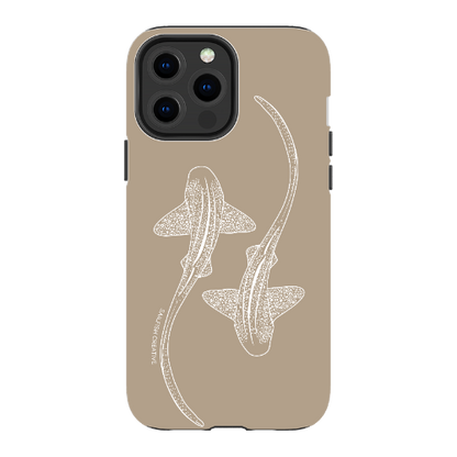 iPhone Tough Phone Case - Leopard Sharks Outline Natural - Sailfish Creative