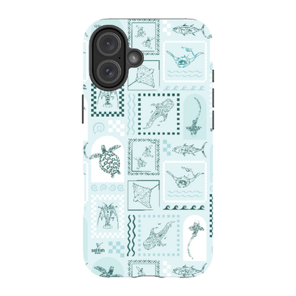 iPhone Tough Phone Case - Arches Print Teal