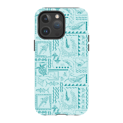 iPhone MagSafe Tough Phone Case - Busy Print Teal
