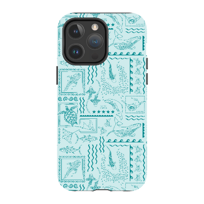 iPhone MagSafe Tough Phone Case - Busy Print Teal
