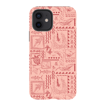iPhone Tough Phone Case - Busy Print Coral