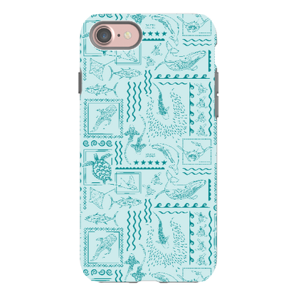 iPhone Tough Phone Case - Busy Print Teal
