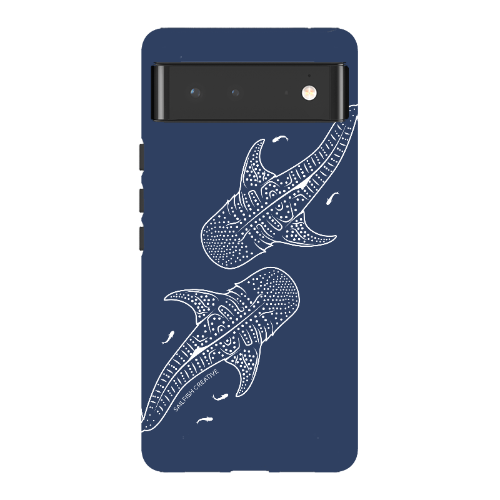 Google Pixel Tough Phone Case - Whale Sharks Outline Navy - Sailfish Creative