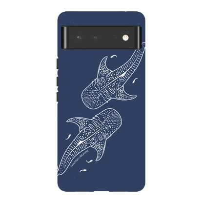 Google Pixel Tough Phone Case - Whale Sharks Outline Navy - Sailfish Creative
