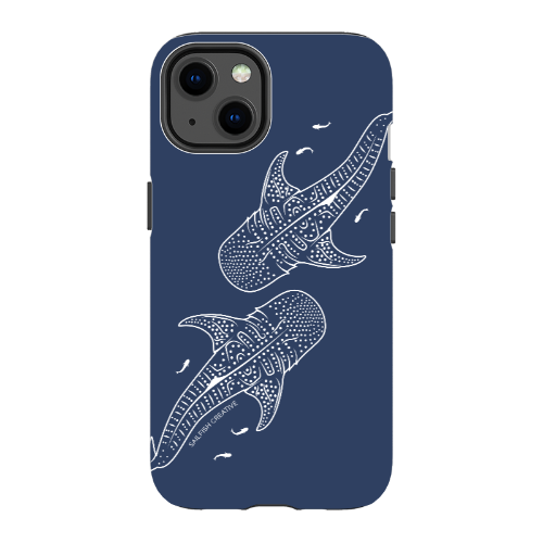 iPhone Tough Phone Case - Whale Sharks Outline Navy - Sailfish Creative