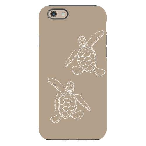 iPhone Tough Phone Case - Turtle Hatchlings Outline Natural - Sailfish Creative