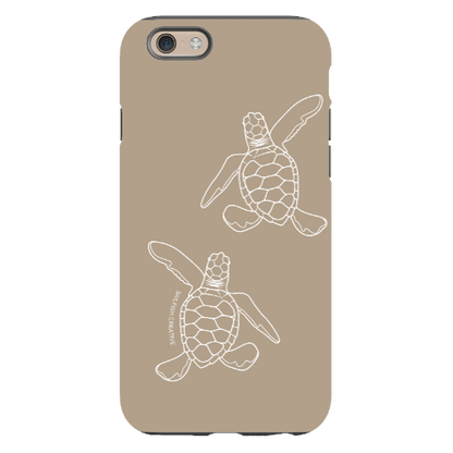 iPhone Tough Phone Case - Turtle Hatchlings Outline Natural - Sailfish Creative