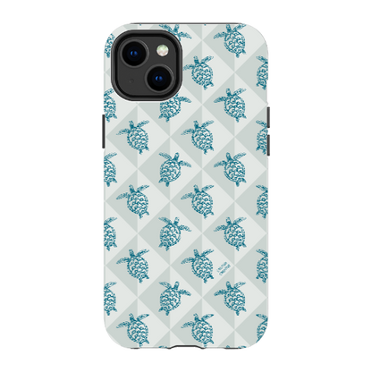 iPhone Tough Phone Case - Turtle Diamonds Coastal Storm