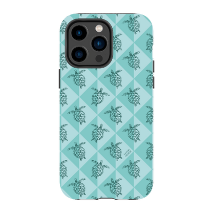 iPhone Tough Phone Case - Turtle Diamonds Teal