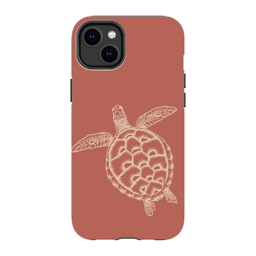 iPhone Tough Case - Turtle Outline Rusty Coral