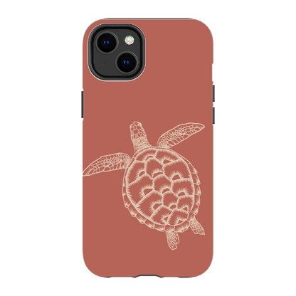 iPhone Tough Case - Turtle Outline Rusty Coral