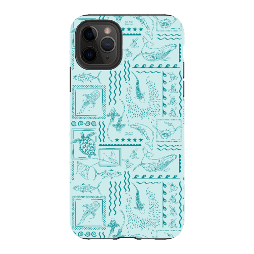 iPhone Tough Phone Case - Busy Print Teal
