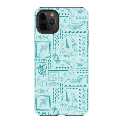 iPhone Tough Phone Case - Busy Print Teal