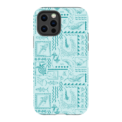 iPhone Tough Phone Case - Busy Print Teal