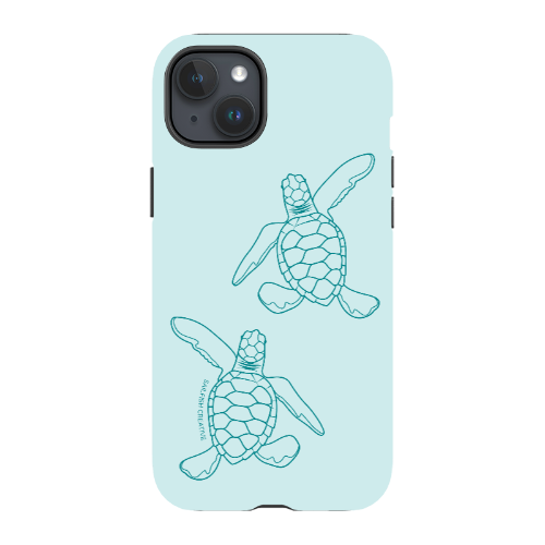 iPhone Tough Phone Case - Turtle Hatchlings Outline Teal - Sailfish Creative