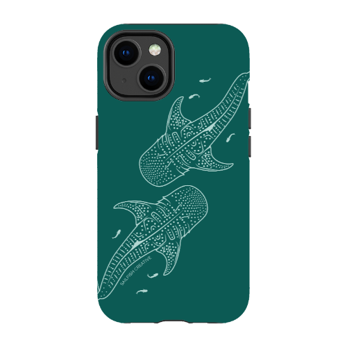 iPhone Tough Case - Whale Sharks Outline Emerald