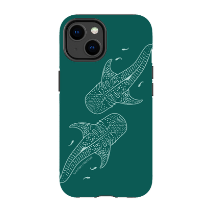 iPhone Tough Case - Whale Sharks Outline Emerald