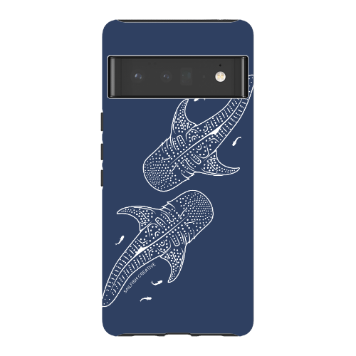 Google Pixel Tough Phone Case - Whale Sharks Outline Navy - Sailfish Creative