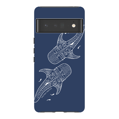 Google Pixel Tough Phone Case - Whale Sharks Outline Navy - Sailfish Creative