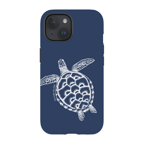iPhone Tough Phone Case - Turtle Outline Navy - Sailfish Creative