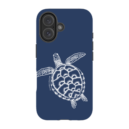 iPhone Tough Phone Case - Turtle Outline Navy - Sailfish Creative