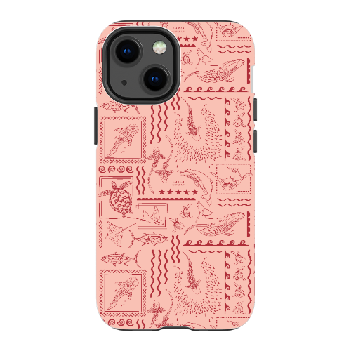 iPhone Tough Phone Case - Busy Print Coral