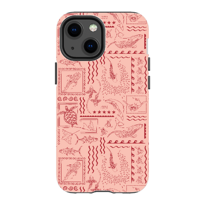 iPhone Tough Phone Case - Busy Print Coral