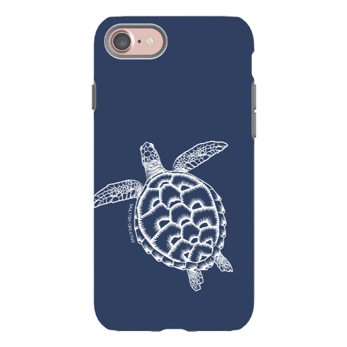 iPhone Tough Phone Case - Turtle Outline Navy - Sailfish Creative